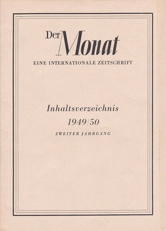 LASKY, Der Monat. Eine internationale Zeitschrift für Politik und geistiges Lebe
