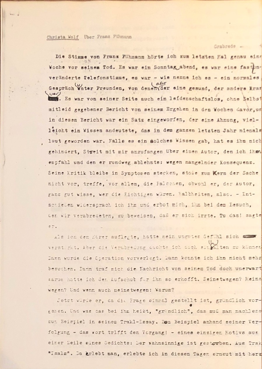 WOLF, Über Franz Fühmann.