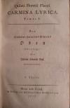 HORATIUS FLACCUS, Carmina Lyrica Tomus I. und II.