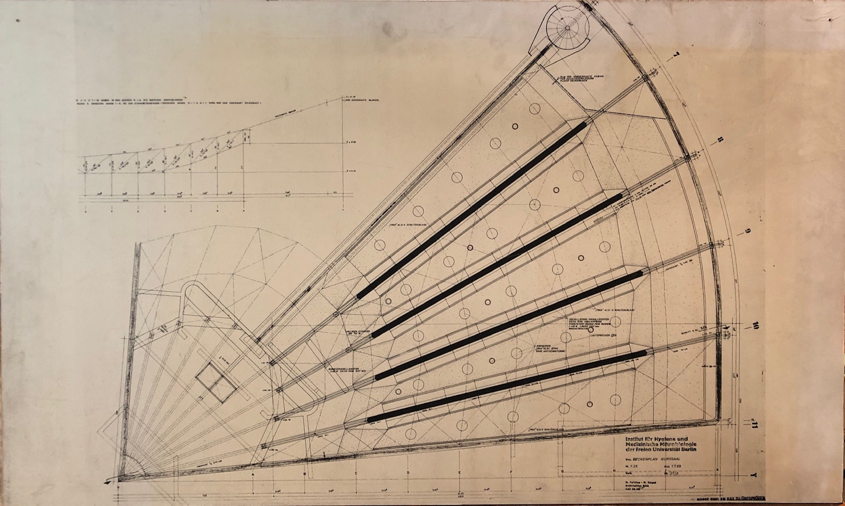 FEHLING, Original-Ausstellungstafel zu einem Wissenschaftsbau im Stil der Nachkr
