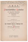 BADISCHER HAUSFRAUENVEREIN (Hrsg.): 1917 Vaterländischer Kalender mit zeitgemäße