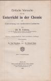 TOLLENS, Einfache Versuche für den Unterricht in der Chemie zur Unterweisung von