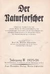 SCHOENICHEN, W.: Der Naturforscher. Jahrgang II, 1925/26.